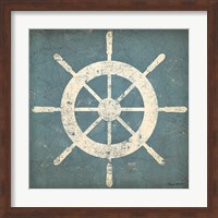 Framed Nautical Shipwheel Blue
