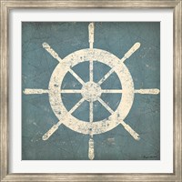 Framed Nautical Shipwheel Blue