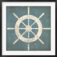 Framed Nautical Shipwheel Blue