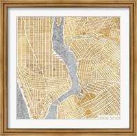 Framed Gilded New York  Map