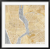 Framed Gilded New York  Map