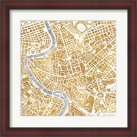 Framed Gilded Rome Map