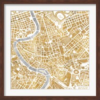 Framed Gilded Rome Map