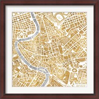 Framed Gilded Rome Map