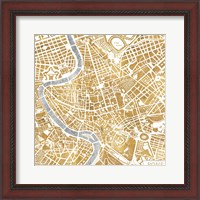 Framed Gilded Rome Map