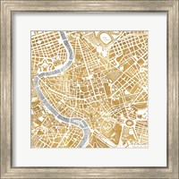 Framed Gilded Rome Map