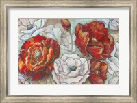 Framed Red and White Poppies Landscape