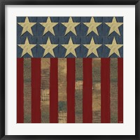 Framed Patriotic Printer Block Flag