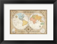 Framed Old World Journey Map Cream