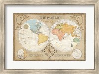 Framed Old World Journey Map Cream