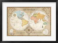 Framed Old World Journey Map Cream