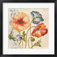 Watercolor Poppies Multi I Framed Print