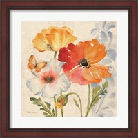 Framed Watercolor Poppies Multi II