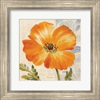 Framed Watercolor Poppies III (Orange)