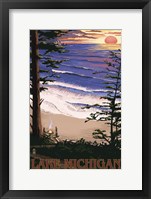 Framed Lake Michigan Beach Ad