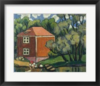 Framed Landscape With Red House And Woman Washing, 1908