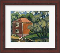 Framed Landscape With Red House And Woman Washing, 1908