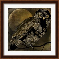 Framed Sepia Moon Owl