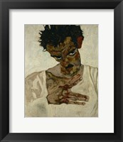 Framed Egon Schiele  Self-Portrait With Bent Head, 1912