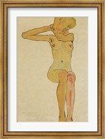 Framed Seated Female Nude With Raised Right Arm, 1910