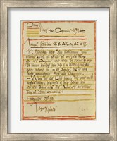 Framed Letter By Egon Schiele To The Sisters Edith And Adele Harms, 1914