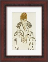 Framed Artist's Sister-in-Law in Striped Dress, Seated, 1917