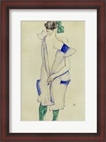 Framed Standing Girl In Blue Dress And Green Stockings, 1913