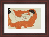 Framed Reclining Female Nude On Red Drape, 1914