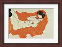 Framed Reclining Female Nude On Red Drape, 1914