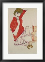 Framed Wally In Red Blouse With Raised Knees, 1913