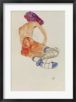 Framed Seated Female Nude With Blue Garter, 1910