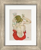 Framed Female Nude Seated On Red Drapery, 1914