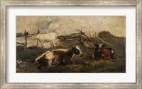 Framed Landscape With Cows