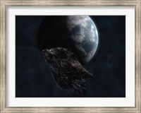 Framed Asteroid in Front of Earth
