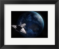 Framed Space Shuttle Against Earth