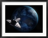 Framed Space Shuttle Against Earth