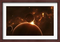 Framed Extraterrestrial world and Various moons