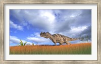 Framed Ceratosaurus Hunting in Prehistoric Grasslands