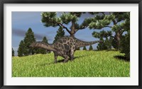 Framed Dicraeosaurus Walking in a Field