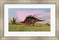 Framed Kentrosaurus Walking across Grasslands