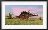 Framed Kentrosaurus Walking across Grasslands