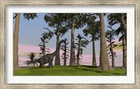 Framed Large Brachiosaurus Among Trees