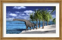 Framed Large Brachiosaurus on the Shoreline
