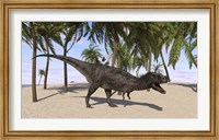 Framed Majungasaurus in a Prehistoric Landscape