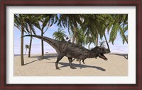 Framed Majungasaurus in a Prehistoric Landscape