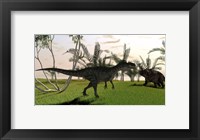 Framed Monolophosaurus and a Einiosaurus