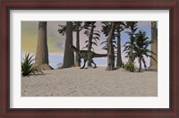 Framed Monolophosaurus in Prehistoric Environment