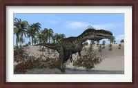 Framed Monolophosaurus Walking in Water