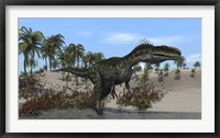 Framed Monolophosaurus Walking in Water