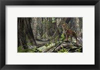 Framed Saber-Toothed Tiger in a Forest